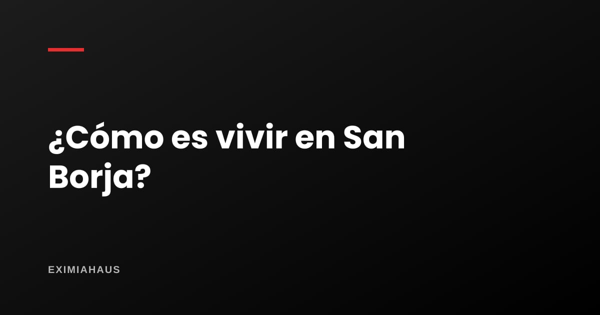 ¿Cómo es vivir en San Borja?
