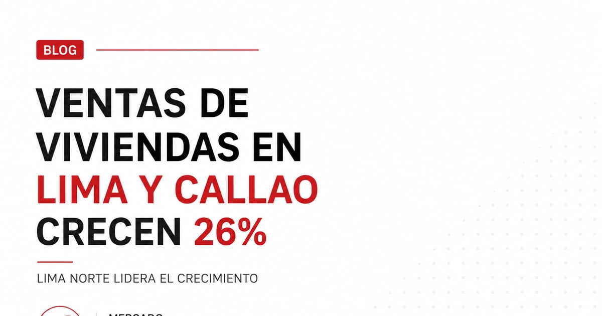 Ventas de viviendas en Lima y Callao crecen 26% en 2026: Lima Norte lidera el crecimiento